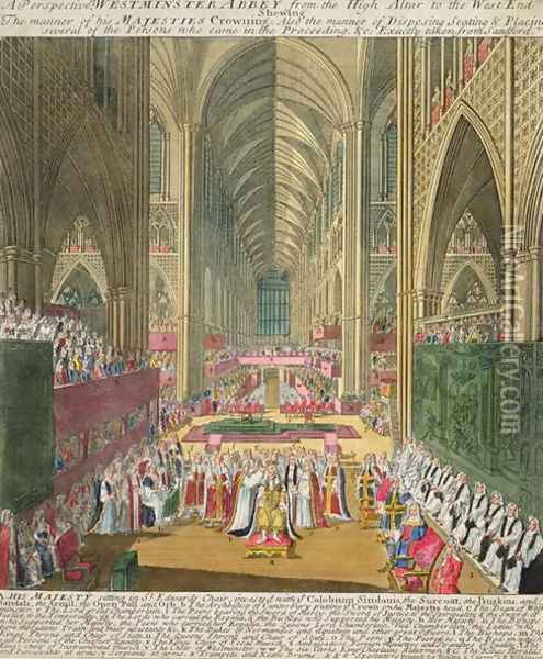 The Coronation of King James II 1633-1701 from a commemorative book by Francis Sandford, first published 1697 Oil Painting - Sherwin, William