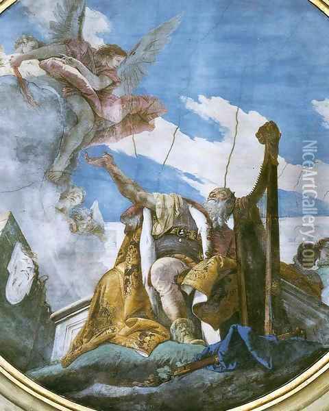 King David Playing the Harp Oil Painting - Giovanni Battista Tiepolo