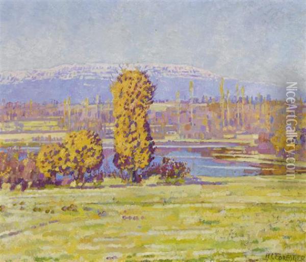 View Of The Saleve. Oil Painting - Henri Claudius Forestier