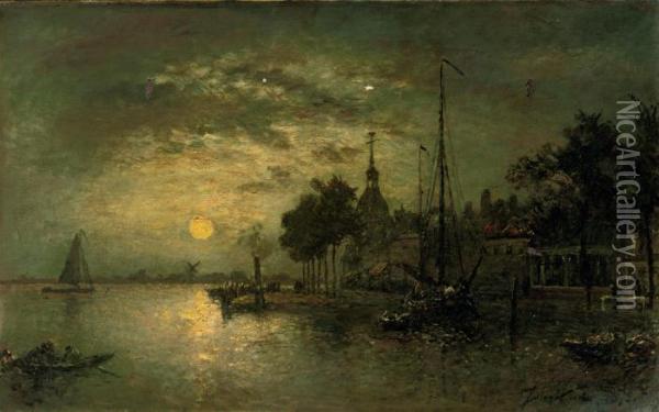 Boating Near Dordrecht Oil Painting - Johan Barthold Jongkind