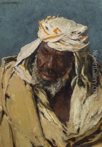 Portrat Eines Beduinen Oil Painting - Johann Victor Kramer
