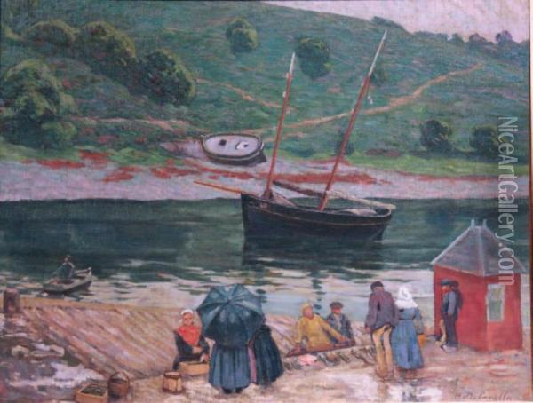 Pont-aven, 
Le Port Le Retour Des Pecheurs Oil Painting - Henri Delavallee