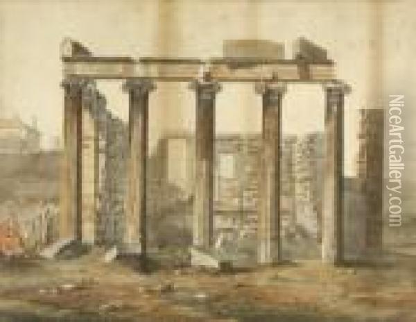 Ruine Des Erechtheion Auf Der Akropolis Oil Painting - Giovanni Volpato
