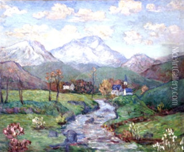 Paysage Des Pyrenees Oil Painting - Ernest Ponthier De Chamaillard