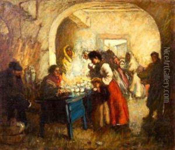 At The Market Oil Painting - Augustus B. Koopman