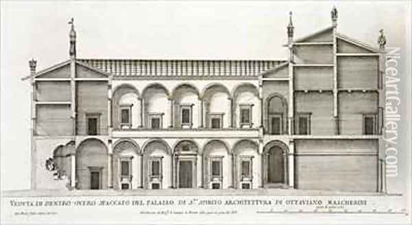 Palazzo di Santo Spirito Oil Painting - Pietro or Falda, G.B. Ferrerio
