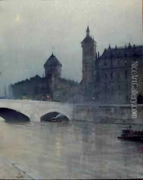 The Seine and the Conciergerie Oil Painting - Rene Billotte