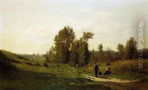 Chemin d'Ezeuville, pres d'Ecouen Oil Painting - Emile Charles Lambinet