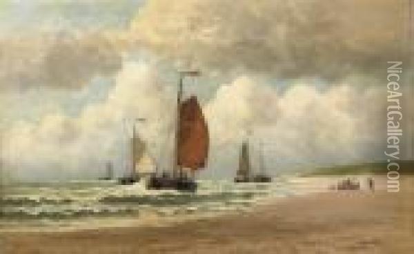 The Arrival Of The Fishing Fleet Oil Painting - Hendrik Hulk