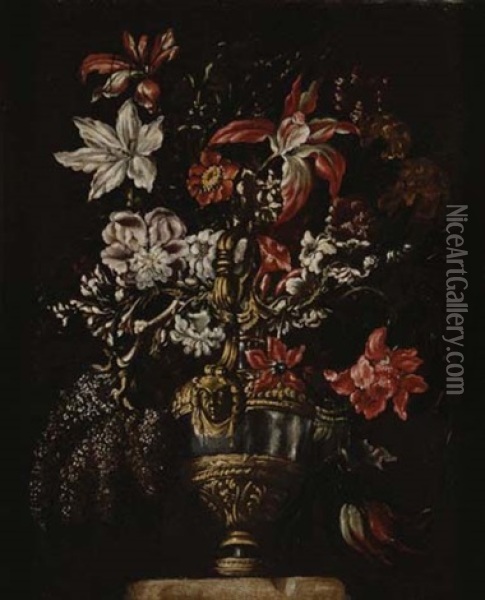 Jarron Con Flores Oil Painting - Mario Nuzzi