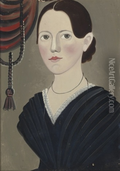 Portrait Of A Woman With Black Hair Oil Painting - William Kennedy