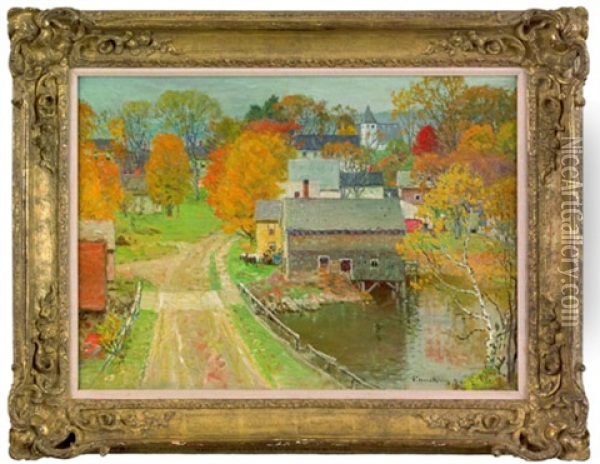Autumnal Townscape Oil Painting - John Joseph Enneking