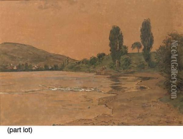 View Of A Lake Oil Painting - Hans Thoma