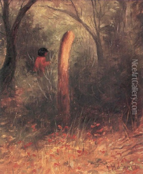 An Indian In The Woods Oil Painting - Grace Carpenter Hudson