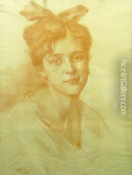 Portretul Elenei Zamora Oil Painting - Petru Bulgaras