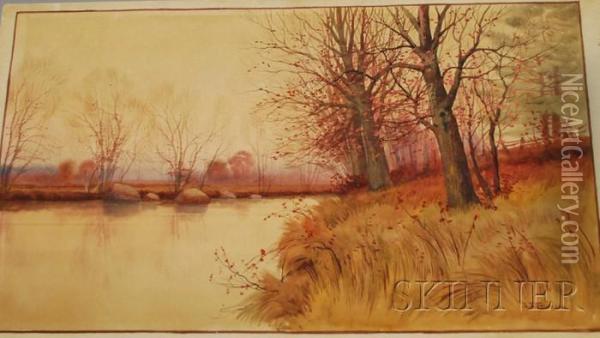 Late Autumn Stream Oil Painting - John Defett Francis
