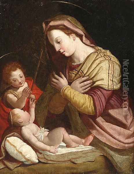 The Madonna and Child with the Infant Saint John the Baptist Oil Painting - Florentine School