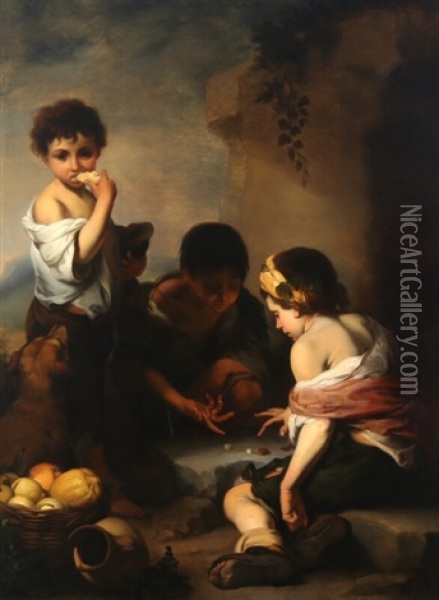 Boy's Playing Dice Oil Painting - Bartolome Esteban Murillo