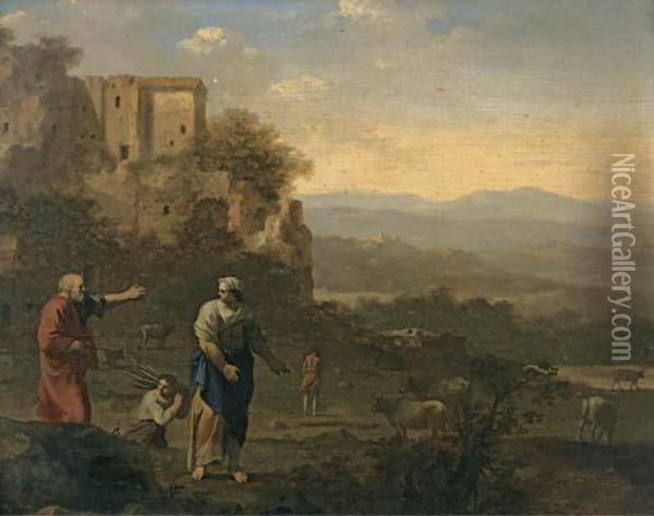 The Banishment Of Hagar And Ishmael Oil Painting - Cornelis Van Poelenburch