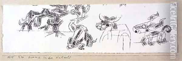 Drama in der Kuhwelt Oil Painting - Paul Klee