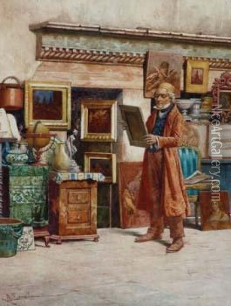 An Antiquedealer Standing Outside His Shop Oil Painting - A. Canella