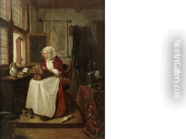 A Lace Maker Oil Painting - Quiringh Gerritsz van Brekelenkam