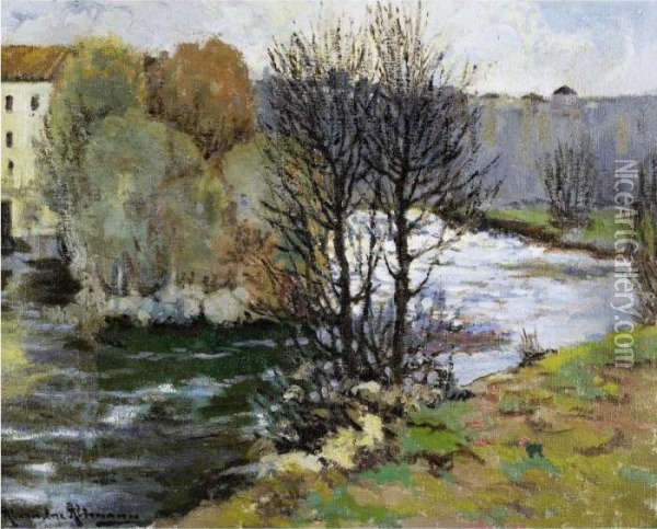Mill Along The River Oil Painting - Alexander Altmann