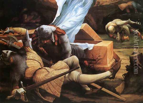 The Resurrection (detail 2), c. 1515 Oil Painting - Matthias Grunewald (Mathis Gothardt)