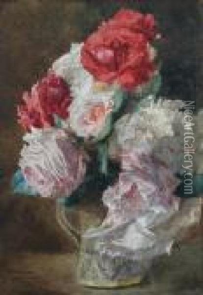 Still Life Of Roses Oil Painting - John Wainwright