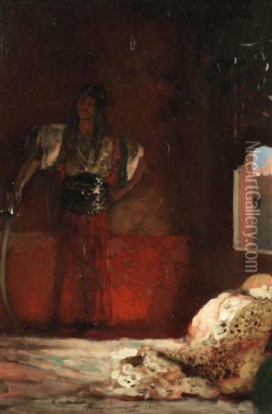 The Janissary Oil Painting - Benjamin Constant