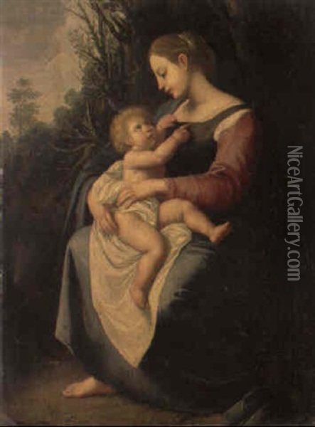 Madonna Mit Kind In Landschaft Oil Painting - Domenico Maria Viani