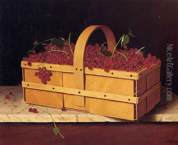 A Basket of Catawba Grapes Oil Painting - William Michael Harnett