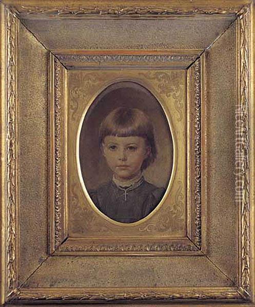 Portret Dziewczynki Oil Painting - Franciszek Machniewicz