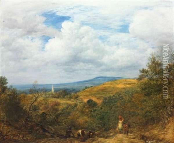 The North Downs, Surrey Oil Painting - John Linnell
