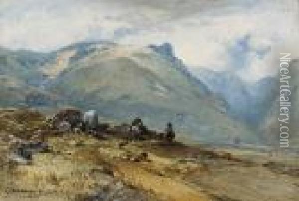 Mountain Landscape Oil Painting - Eduard Hildebrandt