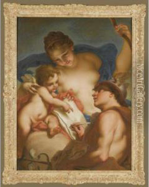 Venus, Mercury And Cupid Oil Painting - Antonio Balestra