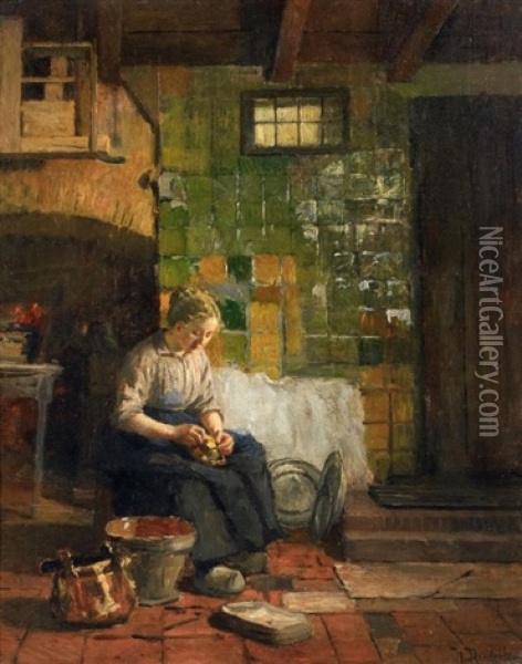 In Der Kuche Oil Painting - Henrik Nordenberg