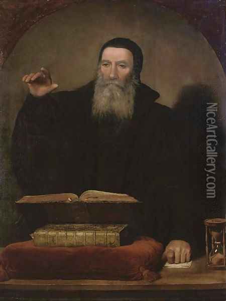 A cleric Oil Painting - Tiziano Vecellio (Titian)