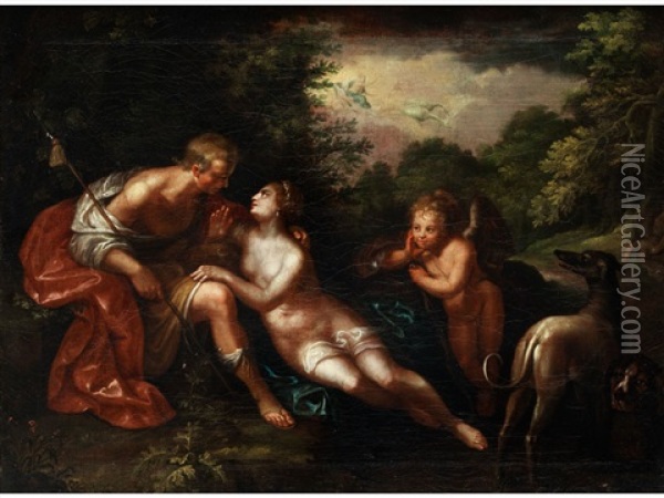 Venus Und Adonis Oil Painting - Caspar Netscher