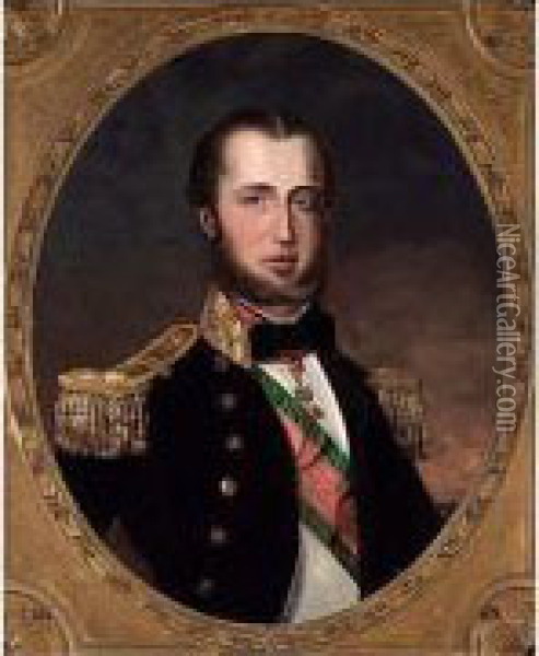 A Portrait Of Ferdinand Maximilian Oil Painting - Franz Schrotzberg