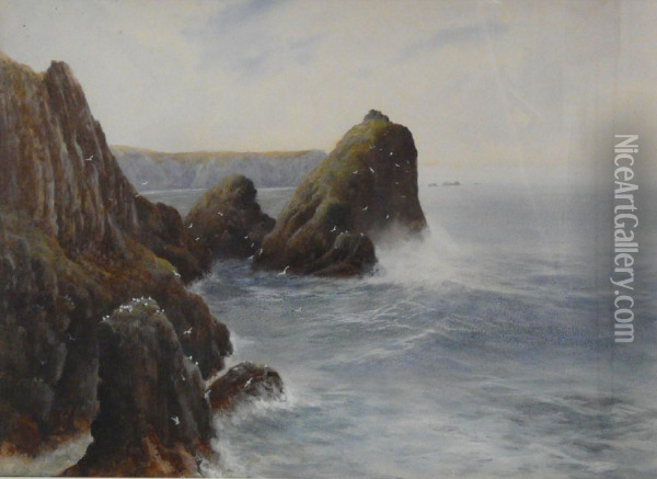 Gileguslel Cove, Cornwall Oil Painting - William Henry Dyer