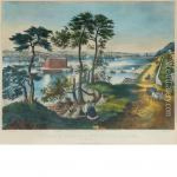 Staten Island And The Narrows, From Fort Hamilton Oil Painting - Currier & Ives Publishers