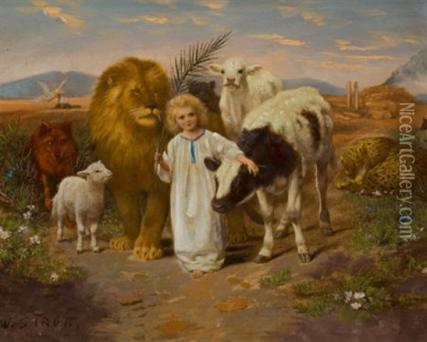 A Little Child Shall Lead Them Oil Painting - William Strutt
