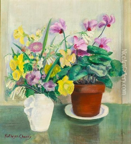 Spring Flowers Oil Painting - Kathryn E. Bard Cherry