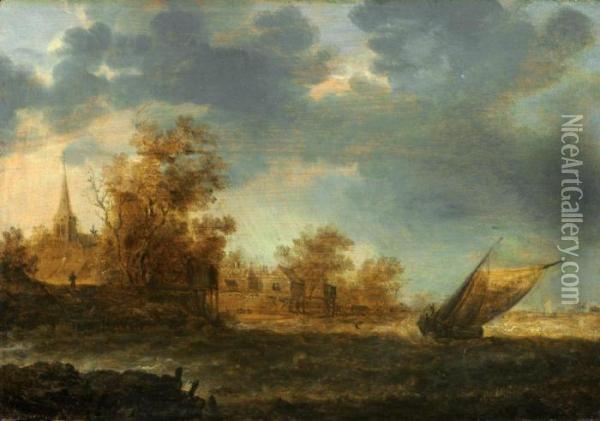 Segelboot Auf Aufgewuhlter See Oil Painting - Jan van Goyen
