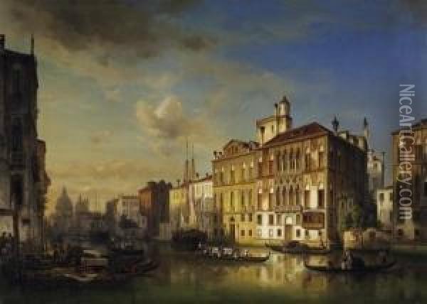 Venice. Signed And Dated Lower Left: I. Vermeersch 1851. Oil On Canvas. Relined. 103 X 140cm. Framed. Oil Painting - Ambros Ivo Vermeersch