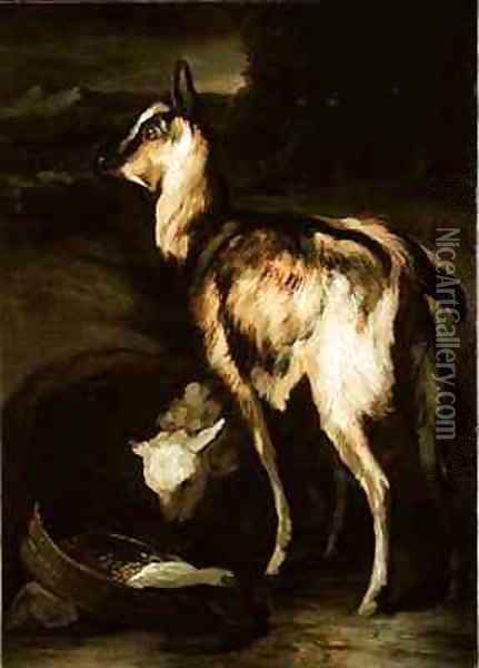 Goat and Sheep in a Landscape Oil Painting - Theodore Gericault