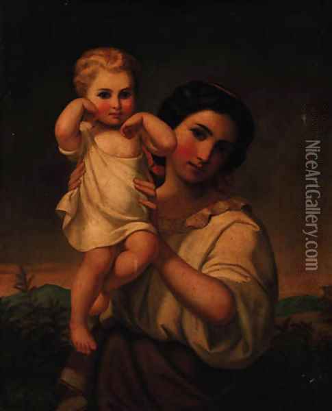 A mother and child Oil Painting - Italian School
