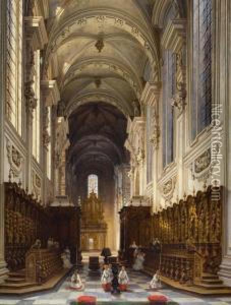 Misdienaars In De Kerk Oil Painting - Victor Van Hove
