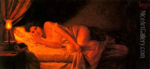 Sleeping Beauty Oil Painting - Vittorio Reggianini
